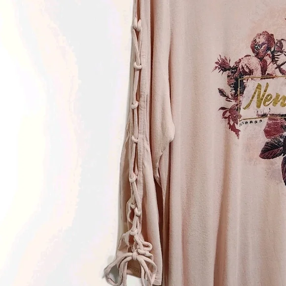 Cato Est 1948 Women's XL Pink 3/4 Lace Up Sleeve Tunic New York Lightweight - Picture 4 of 7